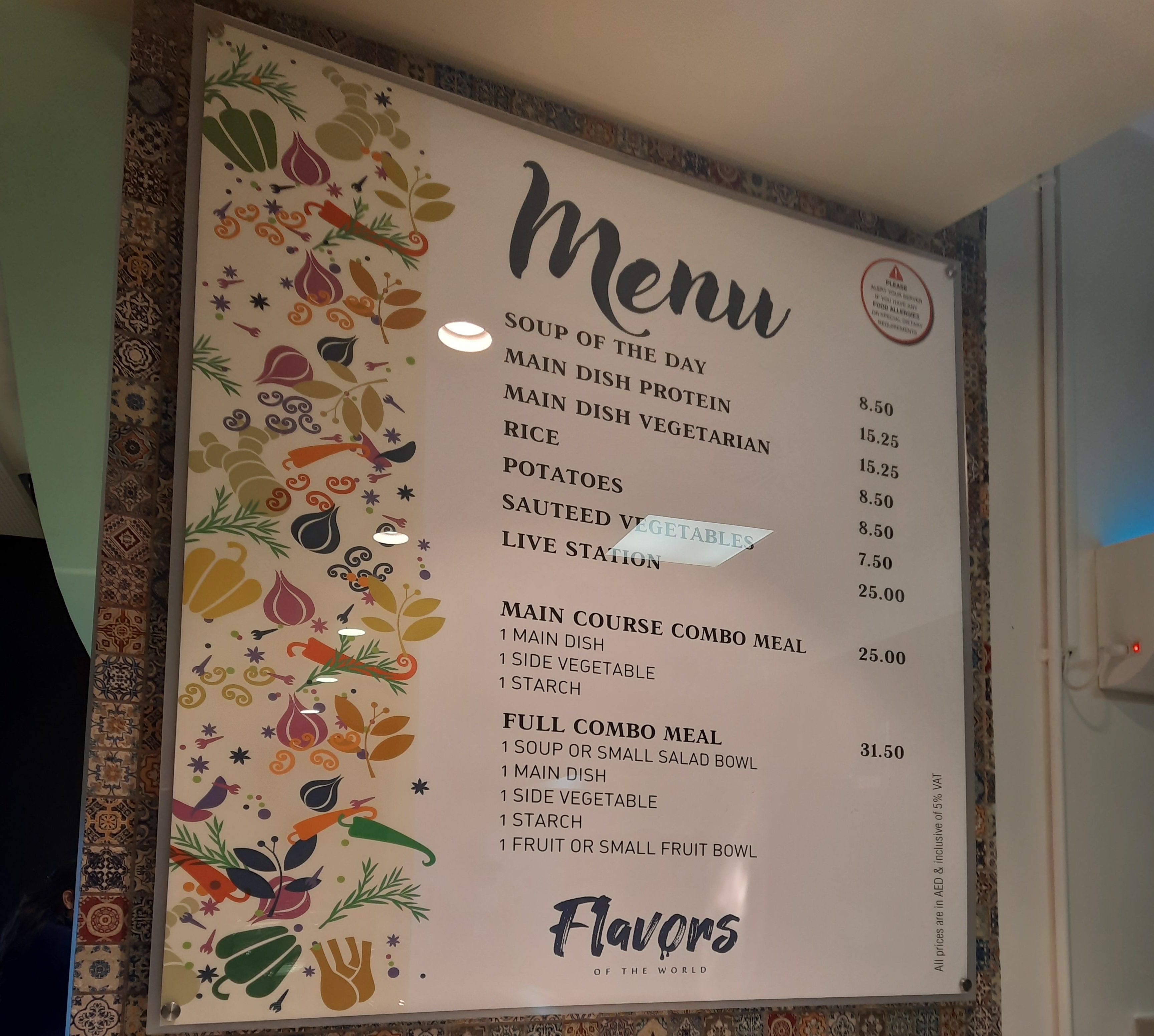 A picture of the menu of counter 5