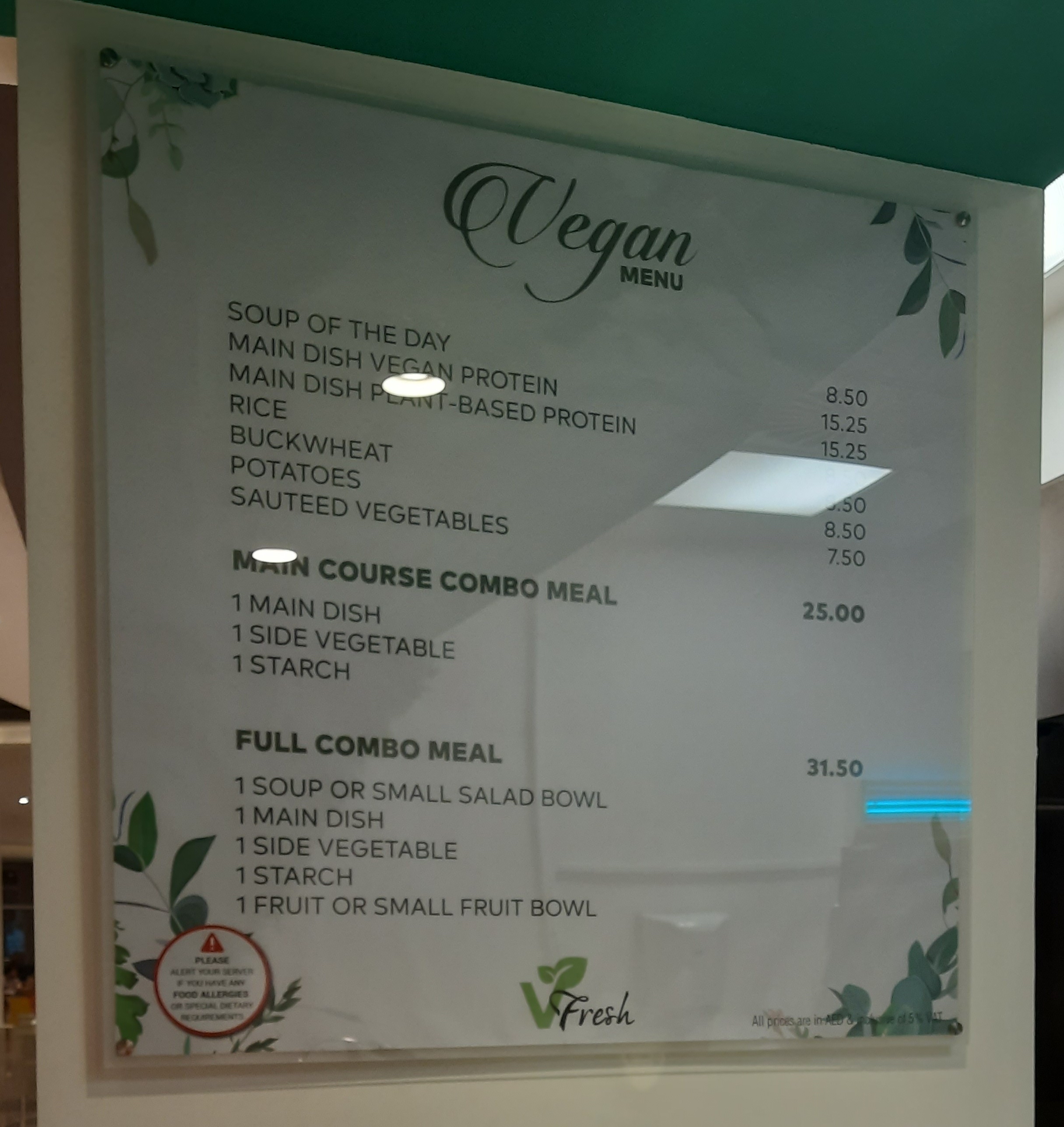 A picture of the menu of counter 1