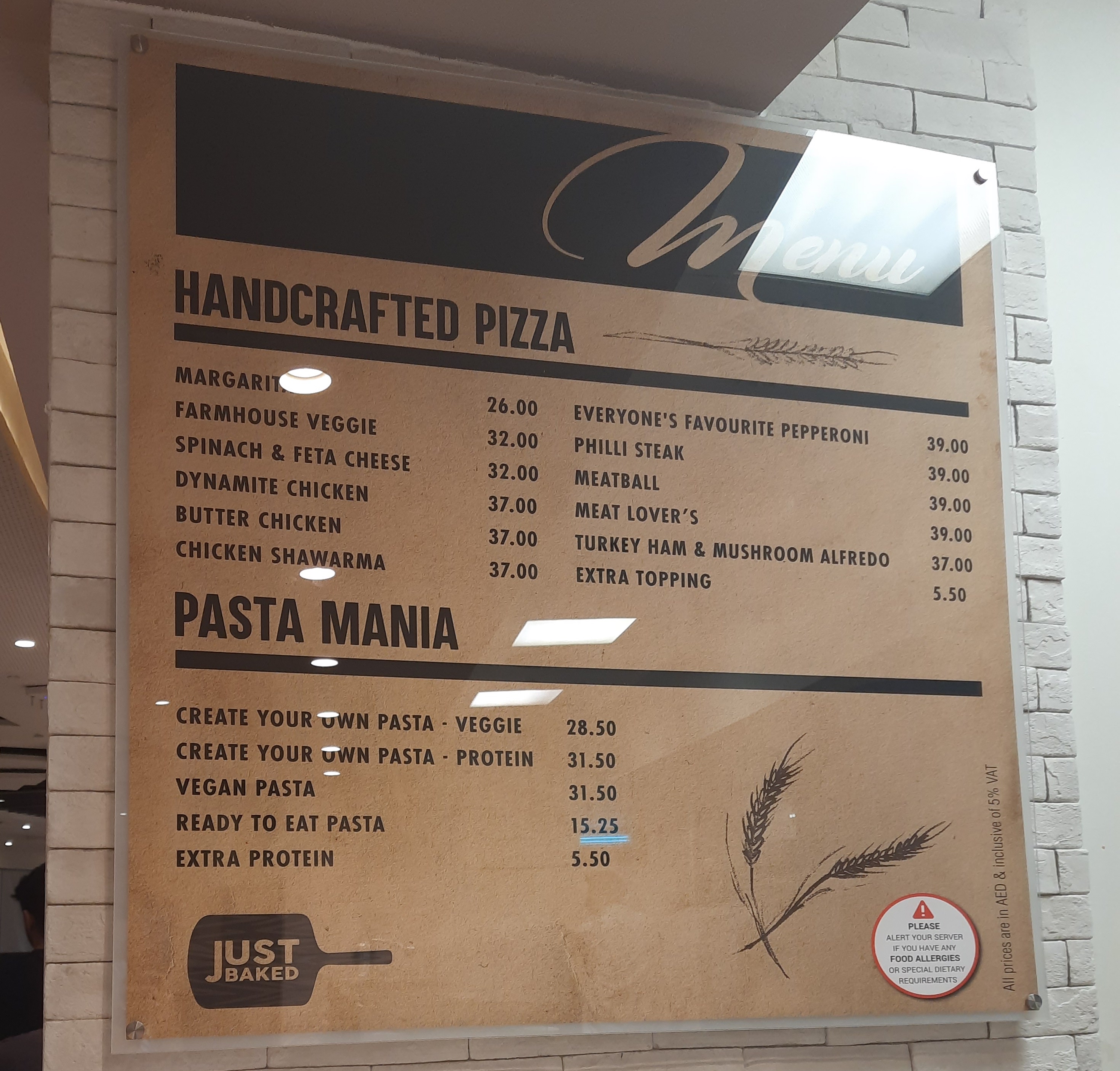 A picture of the menu of counter 3