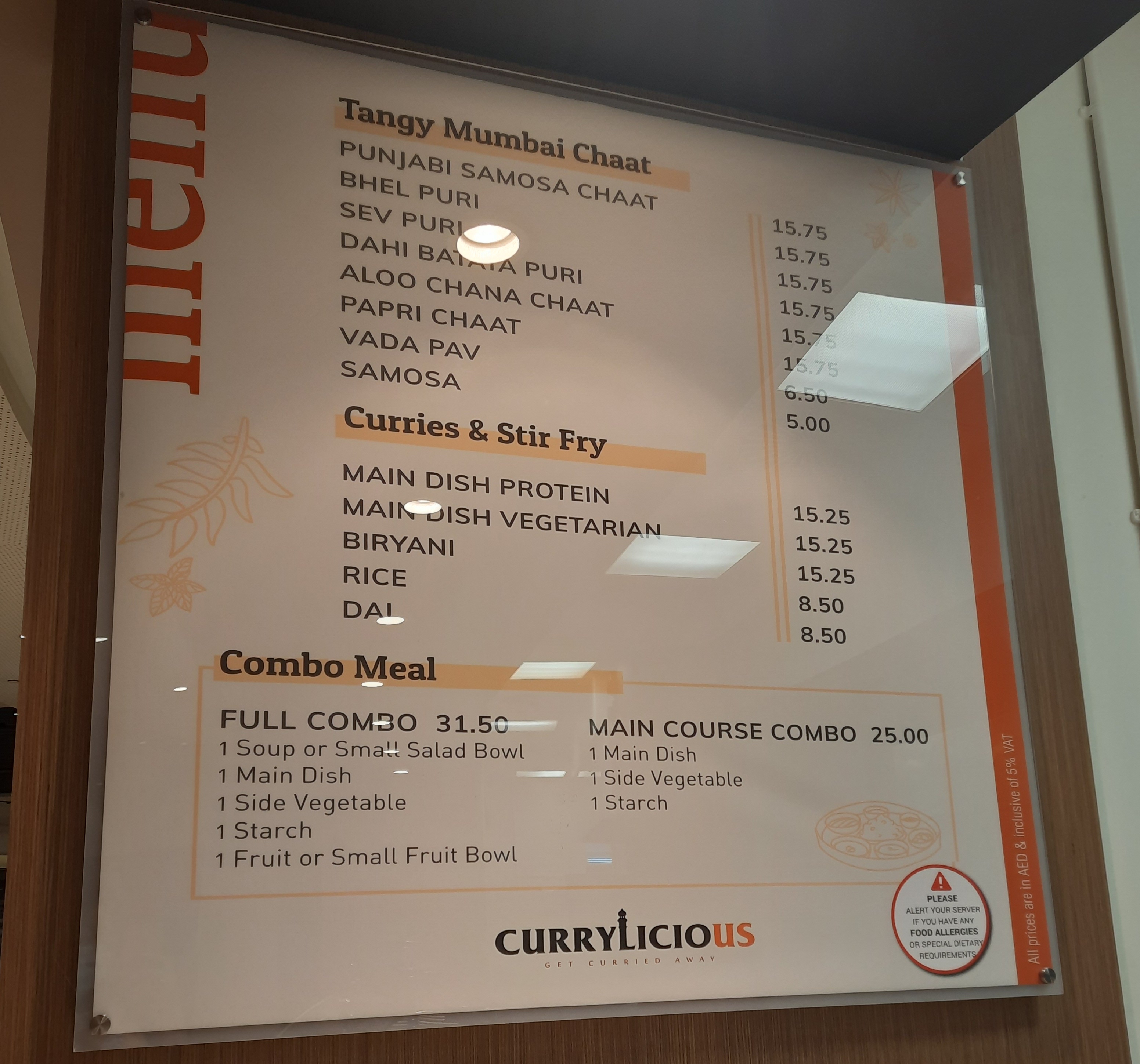 A picture of the menu of counter 2